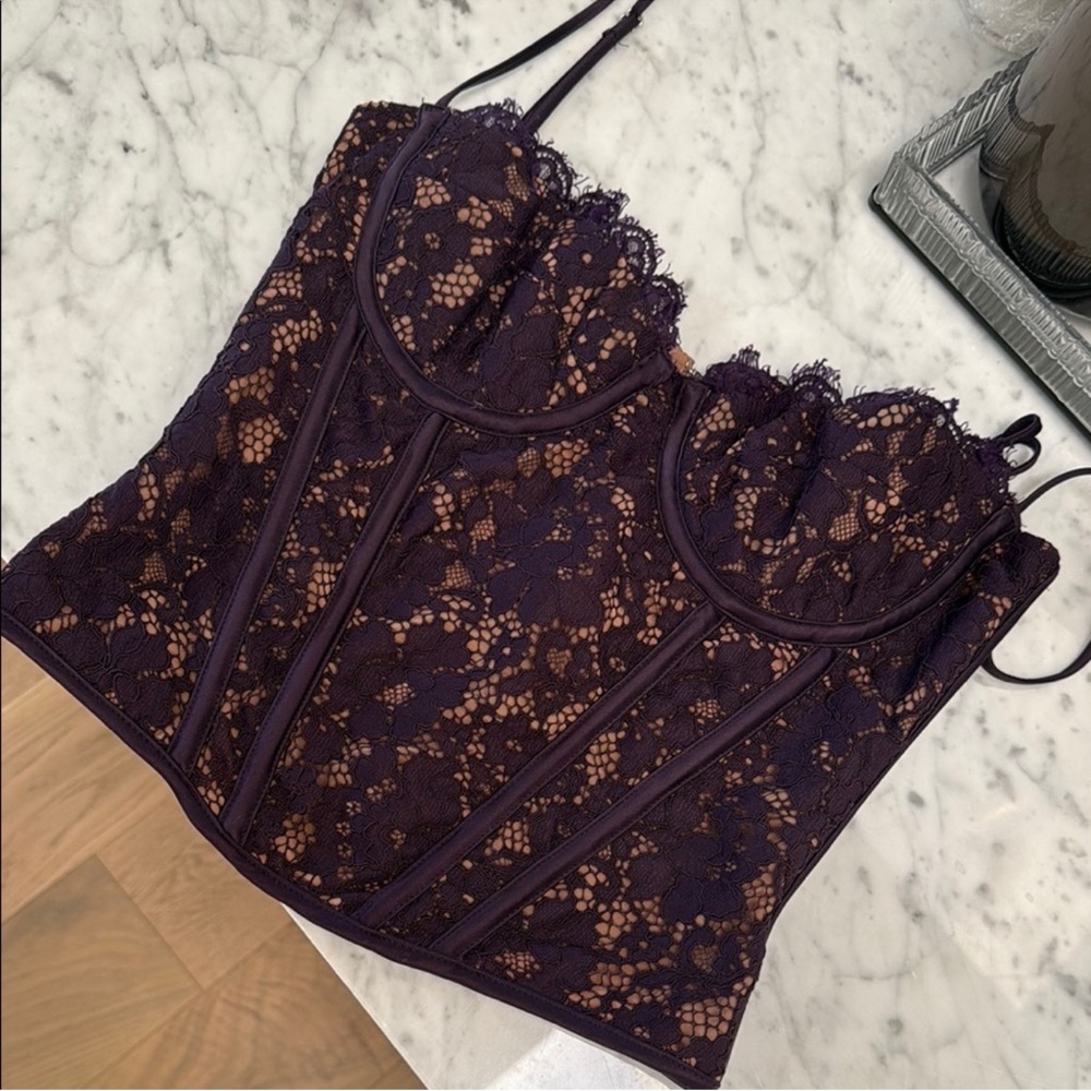 House of CB Mauve and Dark Lace Corset